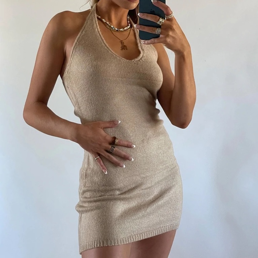 PRINCESS POLLY BLAIR MINI DRESS BEIGE